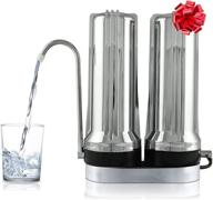 💧 apex exprt mr-2050 dual countertop drinking water filter - 5 carbon block and 5 stage mineral cartridge - alkaline filtration system - chrome finish for high-quality purified water logo