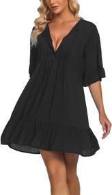 img 2 attached to 👙 AI'MAGE Women's Swimsuit Cover Up Dress with Button Down, Ruffle Detail - Sexy Beachwear for Bathing Suits