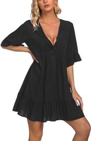 img 3 attached to 👙 AI'MAGE Women's Swimsuit Cover Up Dress with Button Down, Ruffle Detail - Sexy Beachwear for Bathing Suits