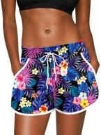 womens elastic waistband boardshort drawstring women's clothing in swimsuits & cover ups logo