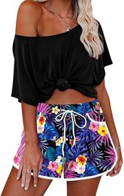 img 2 attached to Womens Elastic Waistband Boardshort Drawstring Women's Clothing in Swimsuits & Cover Ups