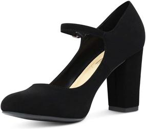 img 2 attached to 👠 Monaco Women's Memory Foam Chunky Block High Heel Dress Pumps by MARCOREPUBLIC - Enhanced Comfort for All-Day Wear