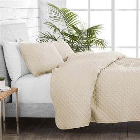 img 1 attached to 🛏️ Bare Home Premium Twin/Twin Extra Long Size Coverlet Set - Diamond Stitched - Ultra-Soft Luxurious Lightweight All Season Bedspread (Sand)