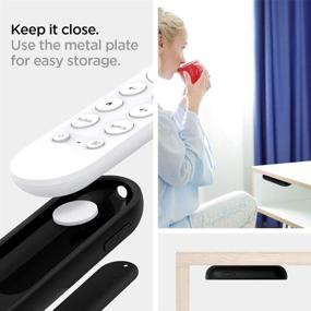 img 2 attached to 📺 Чехол Spigen Silicone Fit для пульта Google TV Voice Remote Chromecast - Черный (включает металлическую пластину и магнит)