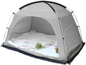 img 4 attached to 🛏️ Explore DalosDream Bed Canopy Privacy Tents: Queen Size Indoor Pop-Up with Curtains, Floor Mat; Portable & Cozy Sleeping Shelter (Grey, Queen 80" x 60")