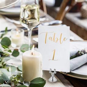 img 4 attached to 🌟 UNIQOOO Gold Foil Table Numbers for Wedding, 4x6 Double Sided 1-25 Number Cards & Head Table Card, Elegant Calligraphy Design, Perfect Table Signs for Banquet Dinner Party, Pack of 26