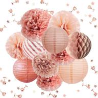 🎉 nicrolandee rose gold party decorations - stylish 12pcs tissue pom poms, paper lanterns, glitter confetti & more for weddings, showers, birthdays & bachelorettes логотип