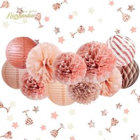 img 3 attached to 🎉 NICROLANDEE Rose Gold Party Decorations - Stylish 12PCS Tissue Pom Poms, Paper Lanterns, Glitter Confetti & More for Weddings, Showers, Birthdays & Bachelorettes