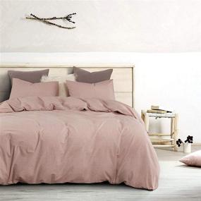 img 3 attached to 🌸 Wake In Cloud - Набор с замшевым розовым Покрывалом из мятой хлопчатобумажной ткани, размер Queen - удобное постельное белье однотонное с молнией и угловыми завязками (3 шт.)