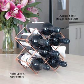 img 2 attached to 🍾 Rose Gold Metal Countertop Wine Rack - 6 Bottle Freestanding Holder, Space Saving Design for Pantry or Tabletop with Corkscrew Bottle Opener Included