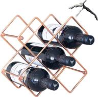 🍾 rose gold metal countertop wine rack - 6 bottle freestanding holder, space saving design for pantry or tabletop with corkscrew bottle opener included логотип