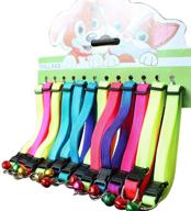 🐱 set of 12 colorful cat collars with bell - personalized rainbow embroidered collars, perfect for puppies логотип