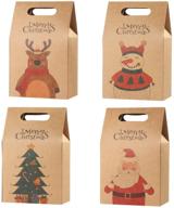 🎁 hemoton 16pcs christmas treat bags: festive kraft paper bags for cookies, candy, and gifts logo