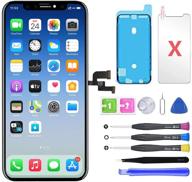 📱 qtlier iphone x screen replacement 5.8 inch lcd repair kit with 3d touch, screen protector, waterproof glue, and repair tools - black logo
