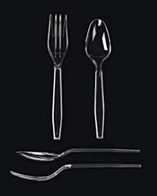 img 2 attached to 🍽️ 48 Heavy Duty Clear Plastic Cutlery Set - 48 Forks and 48 Spoons