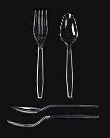 img 1 attached to 🍽️ 48 Heavy Duty Clear Plastic Cutlery Set - 48 Forks and 48 Spoons