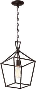 img 3 attached to 🏡 MOTINI 1-Light Bronze Lantern Pendant: Farmhouse Foyer Cage Light for Kitchen Island & Entryway