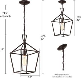 img 2 attached to 🏡 MOTINI 1-Light Bronze Lantern Pendant: Farmhouse Foyer Cage Light for Kitchen Island & Entryway