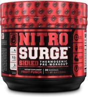 🏋️ enhance performance: nitrosurge shred pre workout supplement – boost energy, gain strength, heighten focus, amplify pumps – nitric oxide booster & preworkout powder – 30sv, fruit punch logo