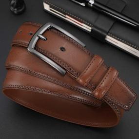 img 3 attached to COOLERFIRE Brown Leather Dress Belts: Stylish and Durable Accessories