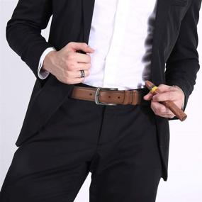 img 1 attached to COOLERFIRE Brown Leather Dress Belts: Stylish and Durable Accessories