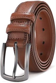 img 4 attached to COOLERFIRE Brown Leather Dress Belts: Stylish and Durable Accessories