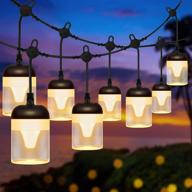 🌟 suwitu 50ft outdoor string lights with 15 dimmable led bulbs - waterproof and shatterproof for bistro, garden, backyard, gazebo and party decor - hanging porch plastic lighting logo
