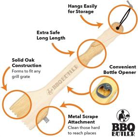 img 2 attached to 🔥 Wooden Barbecue Cleaner - Bristle Free BBQ Tools - Food Safe Oak Grill Scraper with Metal Scraping Hook and Bottle Opener - BBQ Butler