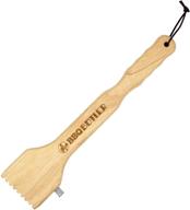 🔥 wooden barbecue cleaner - bristle free bbq tools - food safe oak grill scraper with metal scraping hook and bottle opener - bbq butler logo