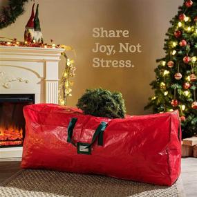 img 3 attached to Красный чемодан для хранения искусственной новогодней елки - 7.5 футовая праздничная елка - прочные ручки и двойная молния - водонепроницаемый и защита от пыли/влаги/насекомых