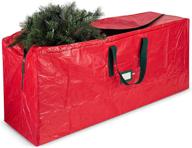 красный чемодан для хранения искусственной новогодней елки - 7.5 футовая праздничная елка - прочные ручки и двойная молния - водонепроницаемый и защита от пыли/влаги/насекомых логотип