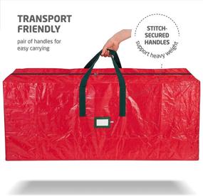 img 2 attached to Красный чемодан для хранения искусственной новогодней елки - 7.5 футовая праздничная елка - прочные ручки и двойная молния - водонепроницаемый и защита от пыли/влаги/насекомых