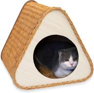 🐱 wicker cat bed: a cozy cave & dog house for small puppies - also doubles as a pet tent logo