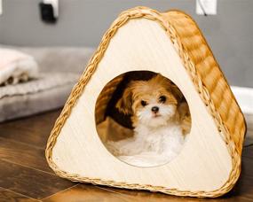 img 2 attached to 🐱 Wicker Cat Bed: A Cozy Cave & Dog House for Small Puppies - Also Doubles as a Pet Tent