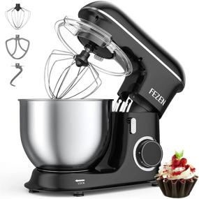 img 4 attached to Fezen 7.4 Qt. Stand Mixer - 660W, 6-Speed Tilt-Head Kitchen Electric Mixer with Dishwasher-Safe Dough Hook, Flat Beater, Wire Whip - Ideal for Home Cooks, Black