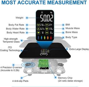 img 2 attached to 📊 Lescale Large Display Weight Scale: Accurate Body Fat Scale with BMI, Heart Rate, and Body Composition Analysis, Syncs with Fitness App