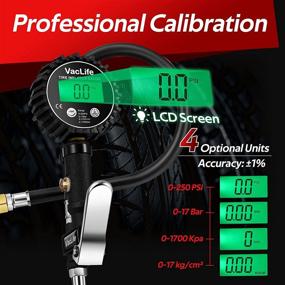img 3 attached to VacLife 86500A (VL705): Durable 3-in-1 Tire Pressure Gauge & Compressor Accessory – Portable 250PSI Digital Inflator with Deflator & Gauge