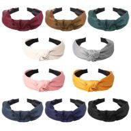 👩 10-pack tobatoba solid color wide knot headbands for women - stylish and elastic hair accessories logo