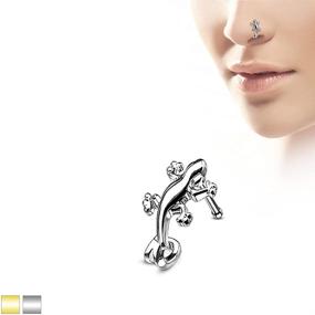 img 3 attached to 🦎 Amelia Fashion 20G Gecko Nose Crawler Nose Bone Stud | 316L Surgical Steel | Available in Multiple Colors