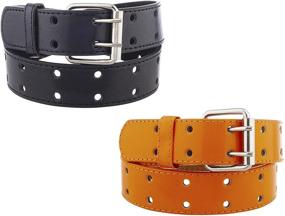 img 1 attached to 👦 Stylish Pack of Leather Medium Black and Brown Belts: Essential Accessories for Boys