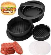 🍔 3-in-1 hamburger press patty maker with non-stick handle - round burger patty maker with multiple sizes and slide function for perfectly shaped patties. includes 100 wax paper. ideal for bbq grilling. (black) logo