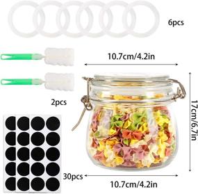 img 3 attached to 🏺 Set of 6x 16oz Airtight Glass Jars with Wide Mouth and Hinged Lids - Ideal for Food Storage, Decoration, and Kitchen Canisters. Includes Labels and Leak-Proof Rubber Seals