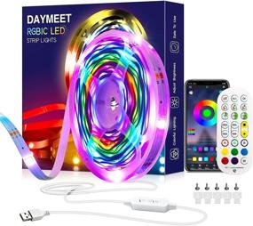 img 4 attached to 🌈 33ft Daymeet RGBIC DreamColor Led Strip Lights for Bedroom - Sync with Music, Bluetooth APP Control & IR Remote - Rainbow Led Lights for Room, Kitchen, Party - USB Powered