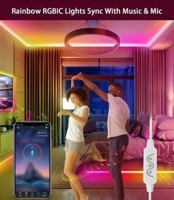 img 2 attached to 🌈 33ft Daymeet RGBIC DreamColor Led Strip Lights for Bedroom - Sync with Music, Bluetooth APP Control & IR Remote - Rainbow Led Lights for Room, Kitchen, Party - USB Powered