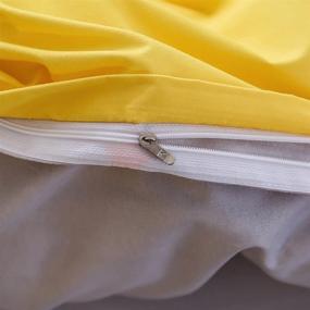 img 1 attached to 🛏️ Набор постельного белья Sookie Yellow: 3 предмета с изогнутым эффектом ресницы (пододеяльник и наволочки) - мягкий, комфортный и с обратимым дизайном - размер полно/королева, желтый.