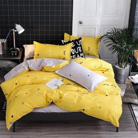 img 3 attached to 🛏️ Sookie Yellow Bedding Set: 3 Piece Eyelash Curved Duvet Cover & Pillow Shams - Soft, Comfortable & Reversible – Full/Queen Size, Yellow