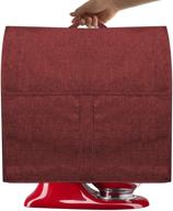 durable cloth dust cover with pockets for 4.5-5 quart mixers and extra accessories - convenient clear design (fits 4.5-5 quart, wine red) logo