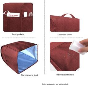 img 3 attached to Durable Cloth Dust Cover with Pockets for 4.5-5 Quart Mixers and Extra Accessories - Convenient Clear Design (Fits 4.5-5 Quart, Wine Red)