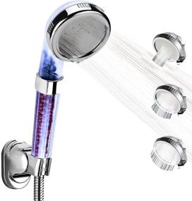 img 4 attached to 💦 Blue Handheld Showerhead with High Pressure, Ionic Filter, Water Saving and 3 Modes for Dry Hair & Skin SPA