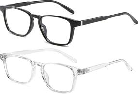 img 4 attached to 👓 Pack of 2 Blue Light Blocking Glasses for Men & Women - Fashionable Reading/Computer Glasses, Nerd Eyeglasses to Relieve Eye Strain